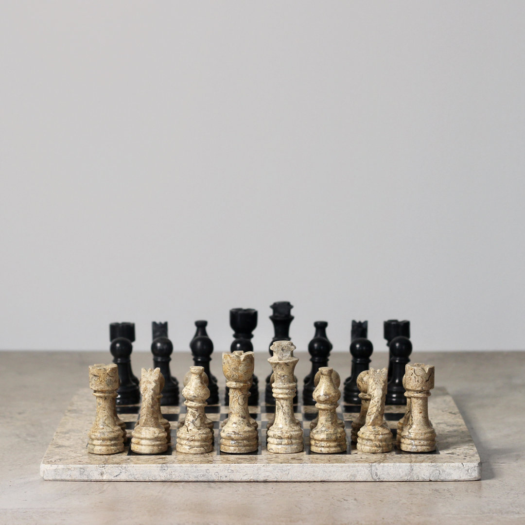 Premium Marble Chess Set (16 inch) with Storage Case by Marble Cultures Marble Cultures