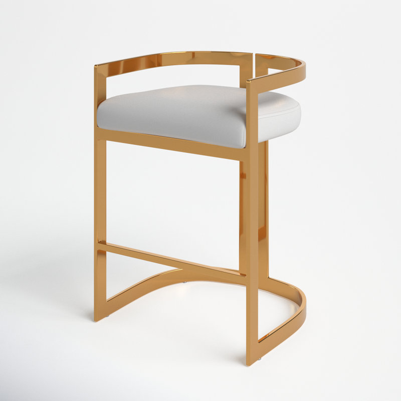 Tabouret Baba, Blanc, Or, Tabouret de comptoir (siège d'une hauteur de 24,5