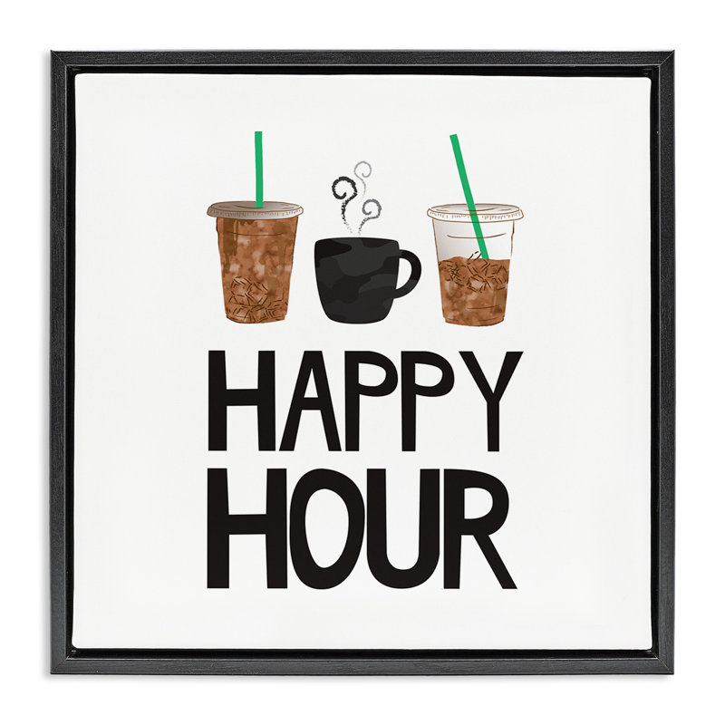 Happy Hour Iced Coffee Drinks, 18" H x 18" W, Jet Black Floater Frame