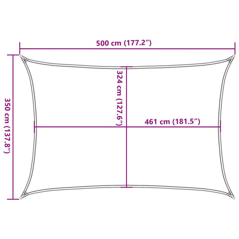 Byerley 100% Polyester Oxford 5m x 3.5m Rectangle Shade Sail, Light Grey