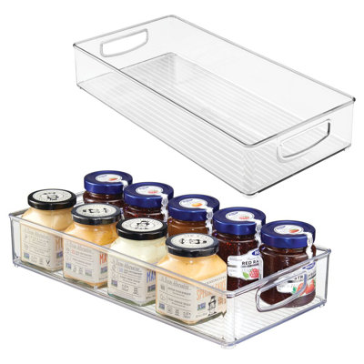 iDesign Stackable Pantry Storage Bins with Handles - Set of 2 - Clear