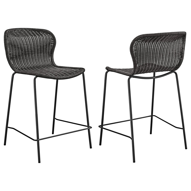 Chaise de comptoir en faux rotin (ensemble de 2)