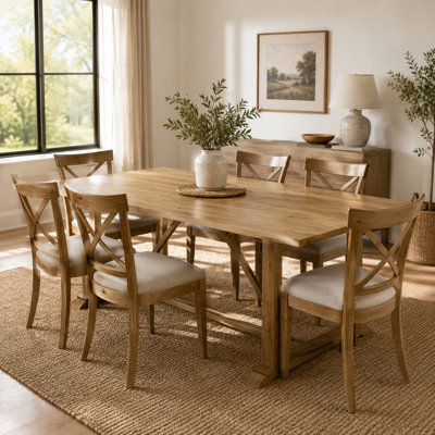 78.7" W Farmhouse Dining Table For 6-8 People