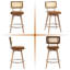 Tabouret de comptoir pivotant de style moderne Mid-Century de 26,2 po Anandi avec dossier en rotin de canne et structure en bois massif-132419951-134320079