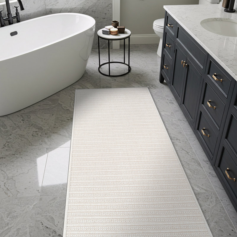 Indoor Outdoor Area Rug, Runner 2' x 7', Ivory