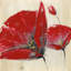 «Three Flowers Red», reproduction encadrée avec passe-partout | Décoration florale-220571512-220571513