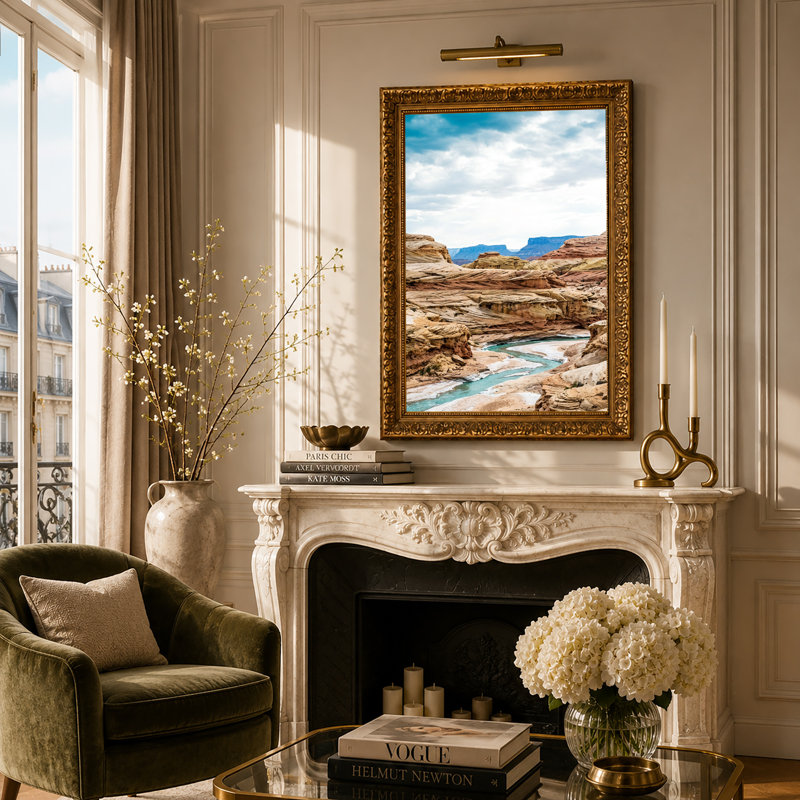 «Layered Sandstone Canyon», art mural sur toile turquoise, 30"H x 20"W