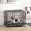 Cage pour chien en cage robuste de 43 po PawHut avec roues verrouillables, porte double et plateau amovible, gris