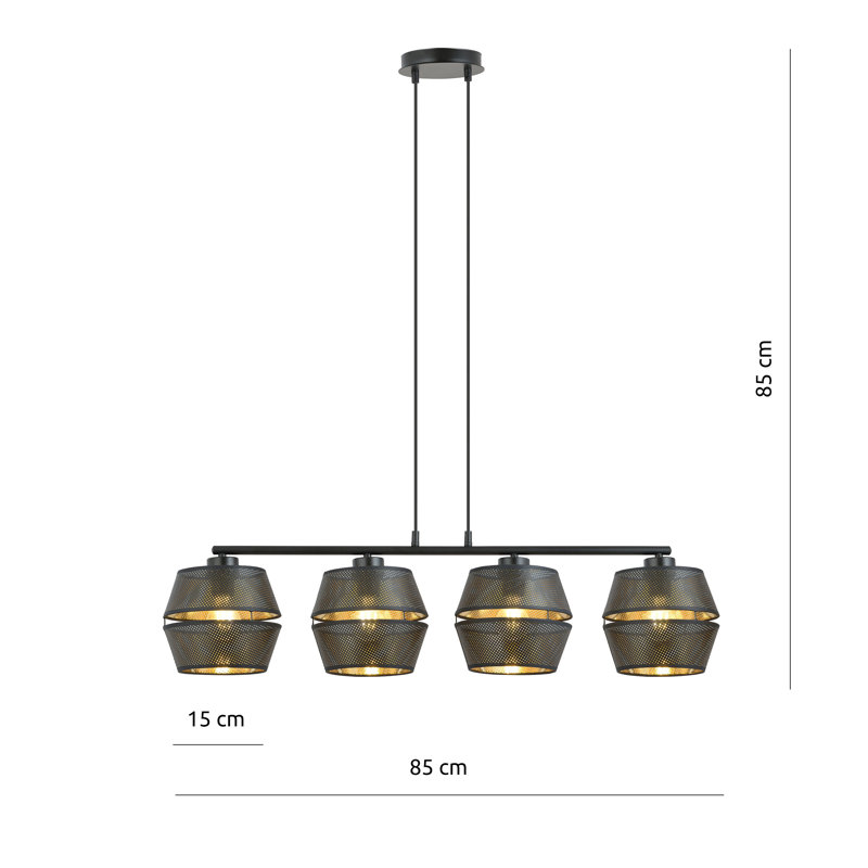 Abelle 4 - Light Steel Pendant, Black/Gold