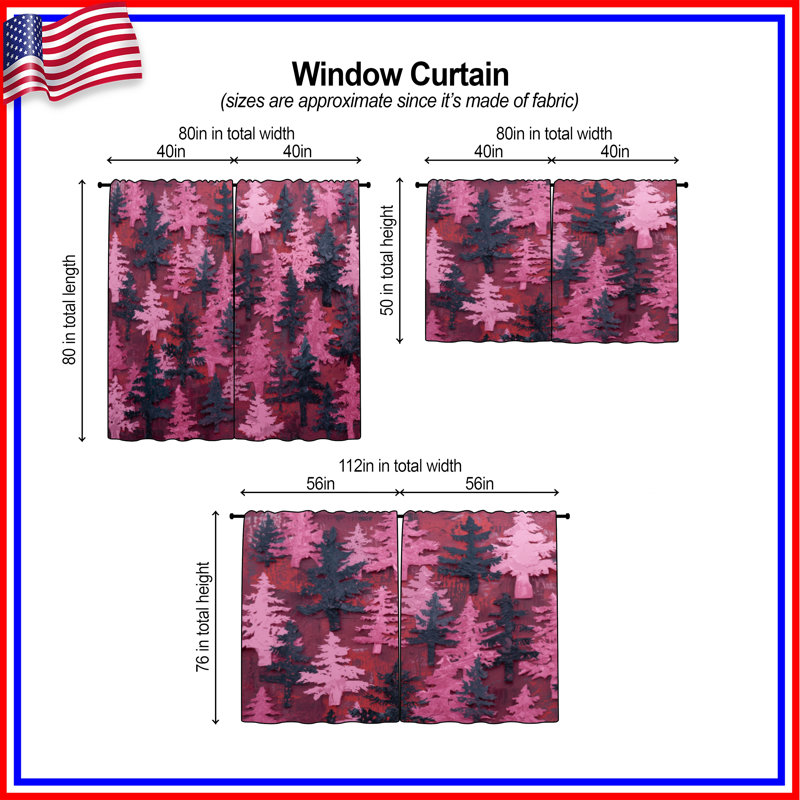 Paire de rideaux obscurcissant Pink Forest, 20 po x 60 po - 2 panneaux, Obscurcissement de chambre
