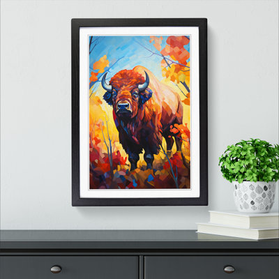 Buffalo Cubism Art - Framed Print