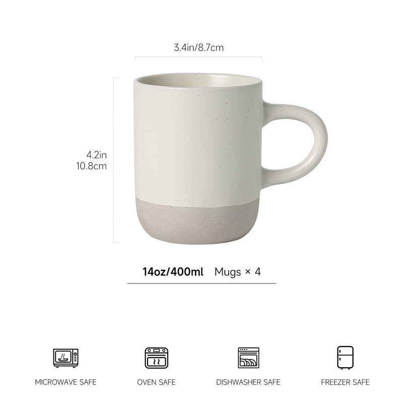 ALOFMO 4 Piece 14oz Coffee Mugs, White