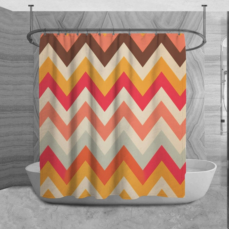 Rideau de douche Briant, H 73 po x l 70 po, Orange / rose