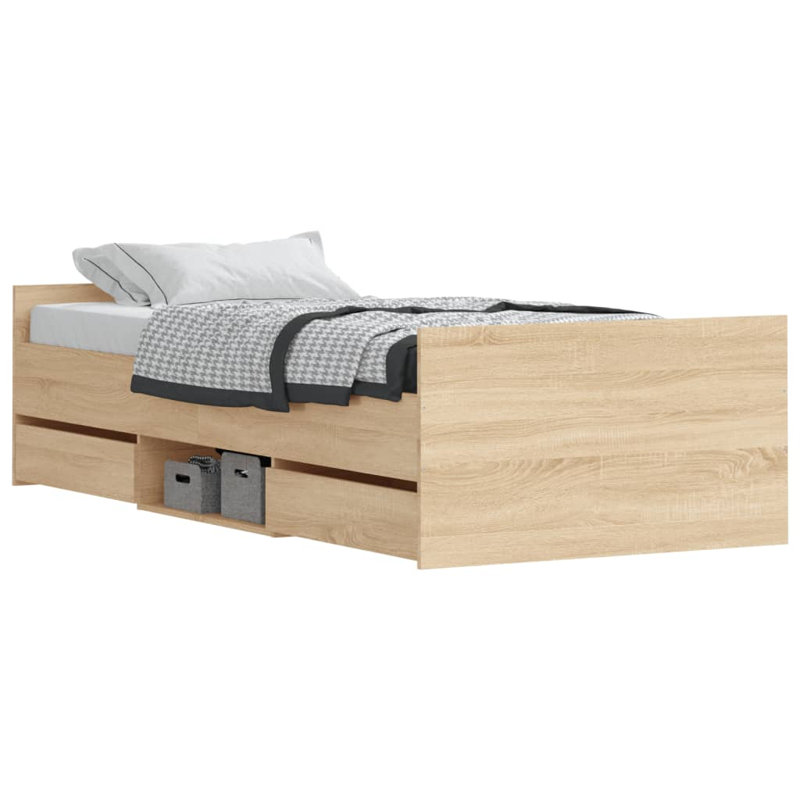 Addylen Storage Bed, Sonoma Oak, European Single (90 x 200cm)