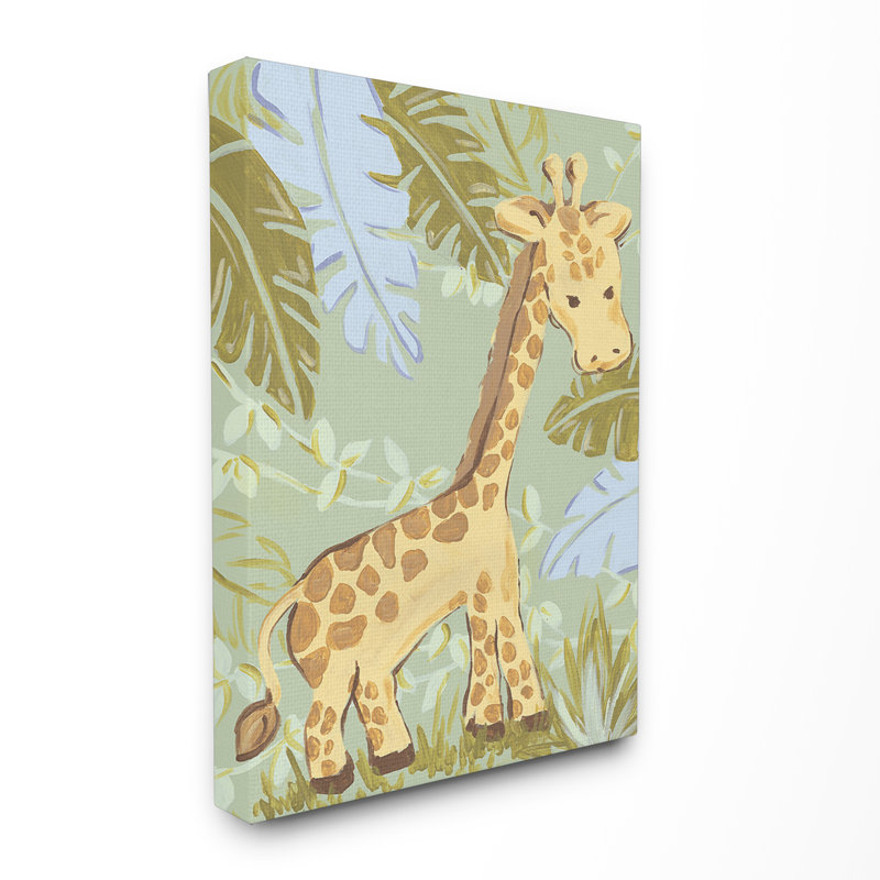 Décoration murale pour enfants, girafe dans la jungle Taylah, H 20 po x l 16 po x P 1,5 po, Toile tendue