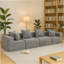 Boneless Modular Sectional For Living Room, Full-Foam Build, Textured Light Green Upholstery, Compact Compressed Package, Simple Assembly, Overall 111"X74"X24", 37" Module Size-Light Green-1492376820