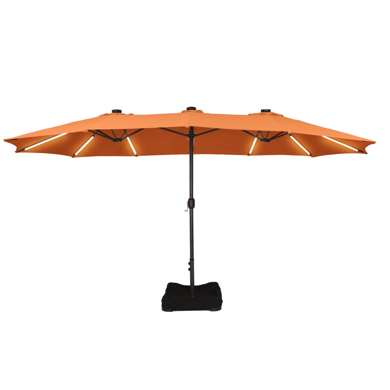 Parasol de marché d'extérieur rectangulaire lumineux à DEL Hoskie 181,1 po x 106,3 po, Orange