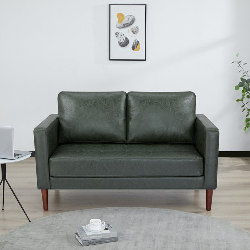 Jordy 54.5'' Faux Leather Loveseat, Leaf Green