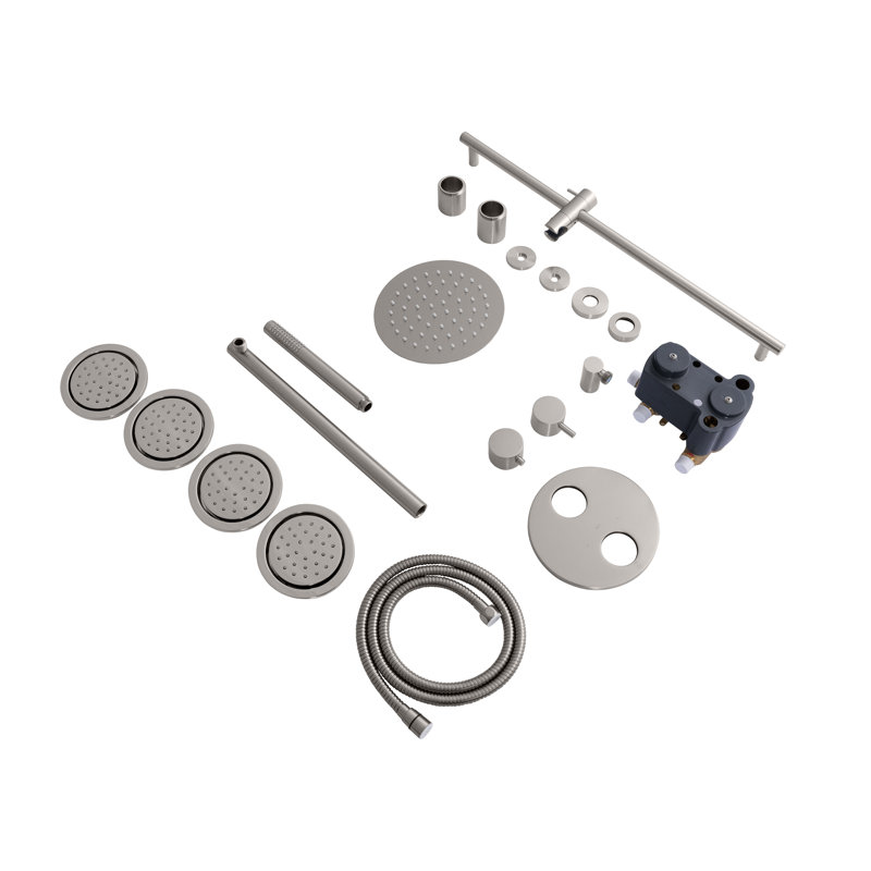 Complete Shower System with Rough-in Valve, Brushed Nickel