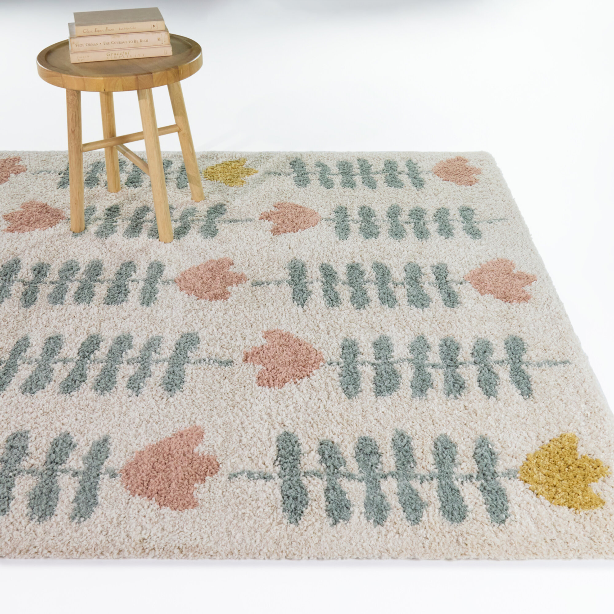 Pink/Sage Kids Floral Rug