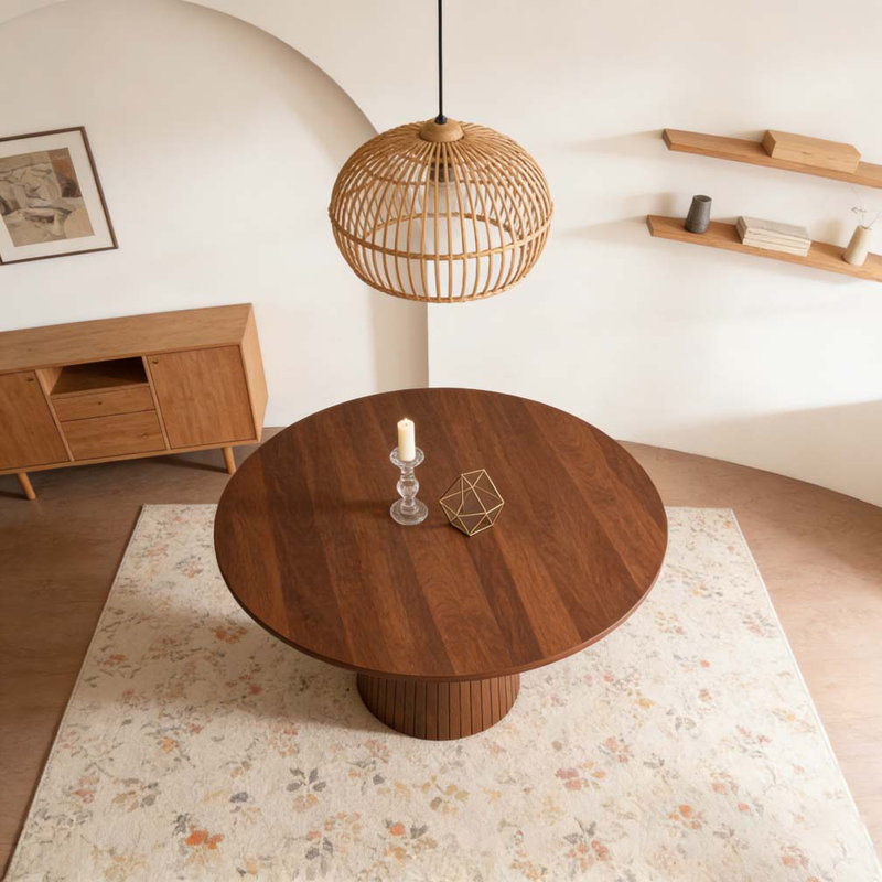 47 inch Round MDF Dining Table, Walnut
