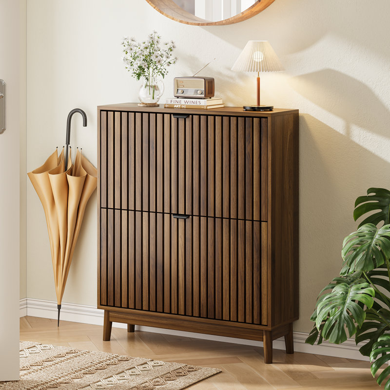 Shoe Storage Cabinet, Walnut 80cm W
