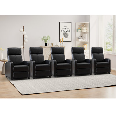 25.6" Wide Modern Soft Breathable Faux Leather Massage Home Theater Individual Seat with Remote ControlĀ by Ebern Designs