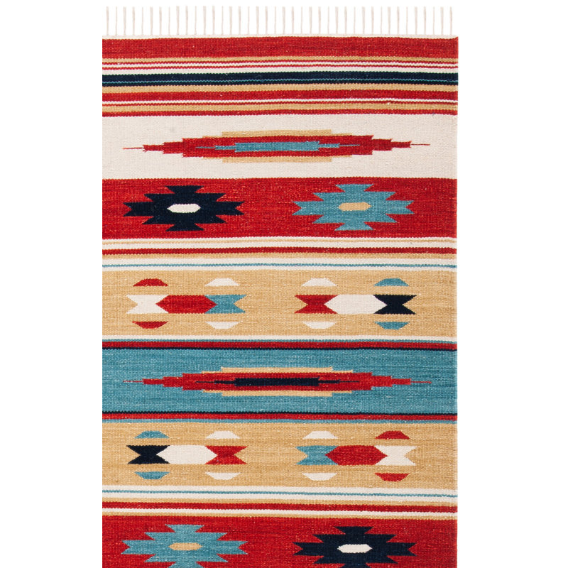 Tapis beige / rouge / bleu en laine tissé à plat Southwestern Eriksen, Rectangle 9 pi x 12 pi