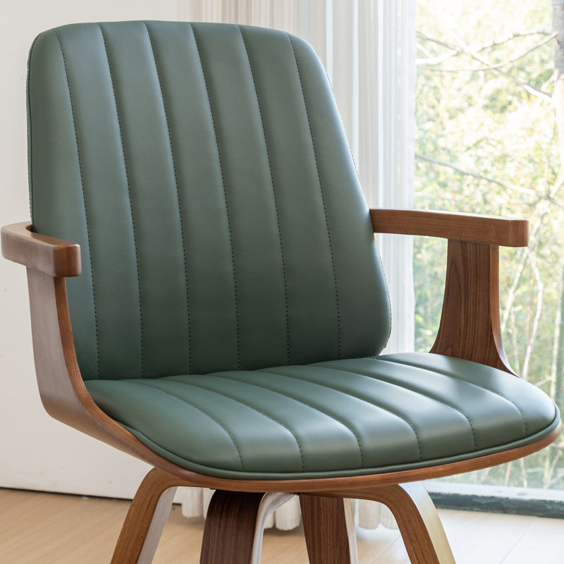 Modern Upholstered Leather Swivel Dining Chairs, Green