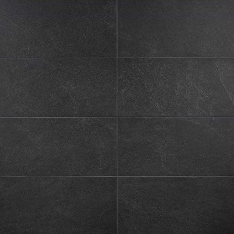 Era 12x24 Matte Limestone Look Porcelain Tile, Charcoal Black