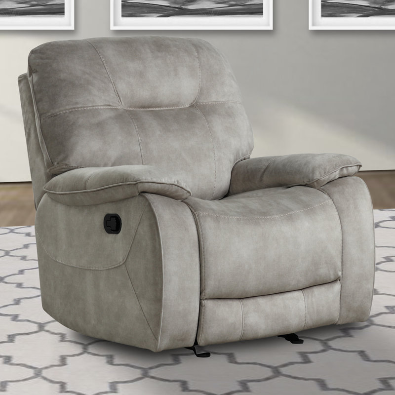 Karliyah 40" Upholstered Manual Glider Recliner with Pillow Top Arms, Shadow Natural