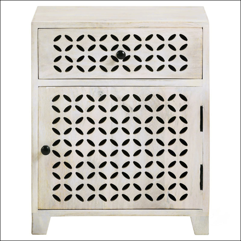 Buffet décoratif 1 porte blanc délavé
