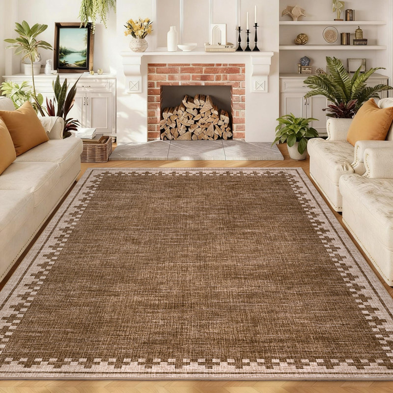 Tapis modernes à bordures lavables modernes pour la chambre à coucher, tapis doux et résistant aux taches et résistant aux taches