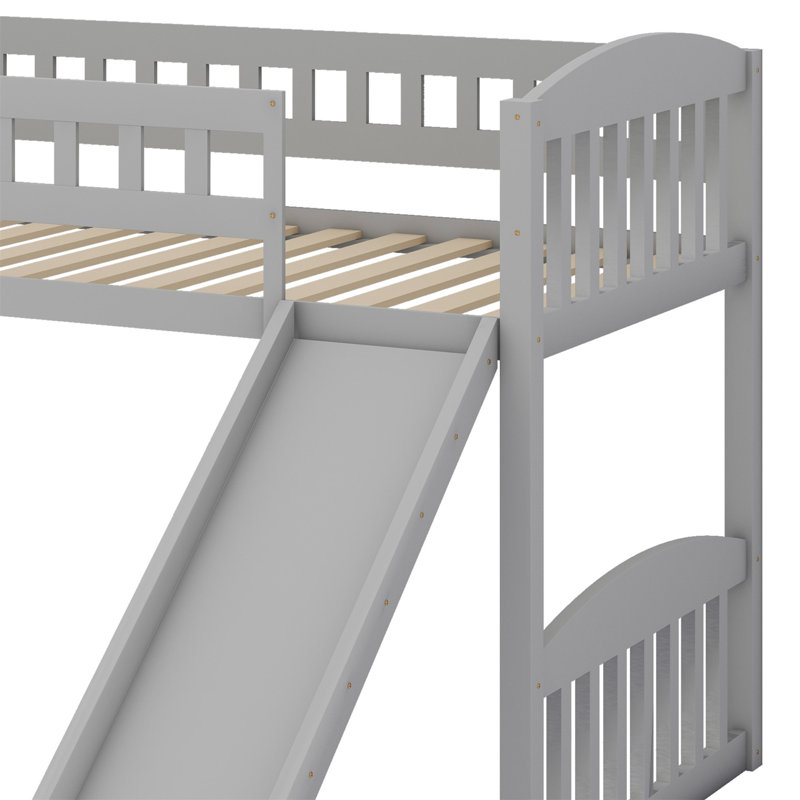 Loft Bed With Stairway And Slide, Gray