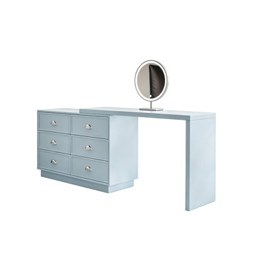 62.99"Stretching and rotating blue solid wood dressing table