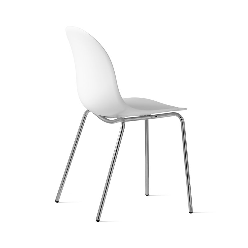 Academy Armless Chair with Metal Frame, Matte Optic White/Chrome