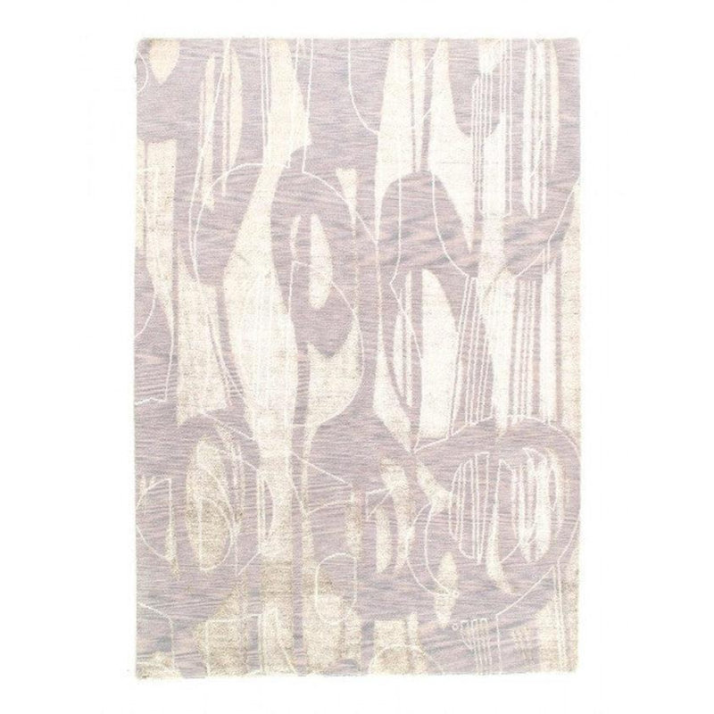 Tapis gris abstrait en laine / coton noué à la main 6 pi 7 po x 9 pi 7 po Abstract