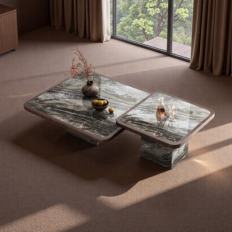 Ensemble de tables basses Living Slate, Gris / brun noisette, H 11,41 po x L 39,37 po x l 39,37 po