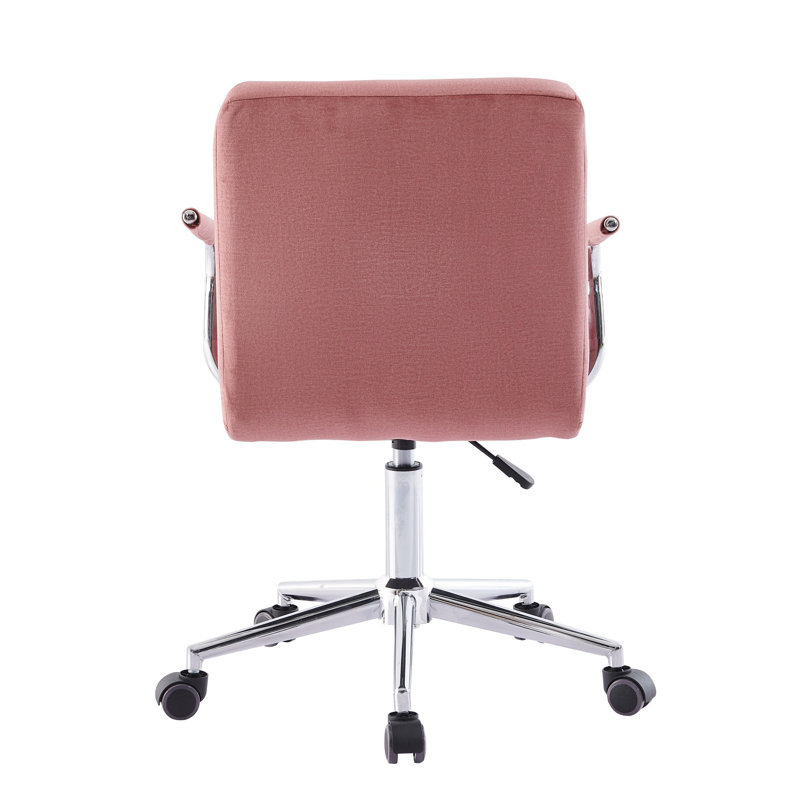 Aisleigh Velvet Office Chair, Pink