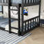 Lit superposé simple au-dessus de triple en bois d'hévéa noir avec fonction détachable et garde-corps fabriqués à partir de conception robuste-2126100812