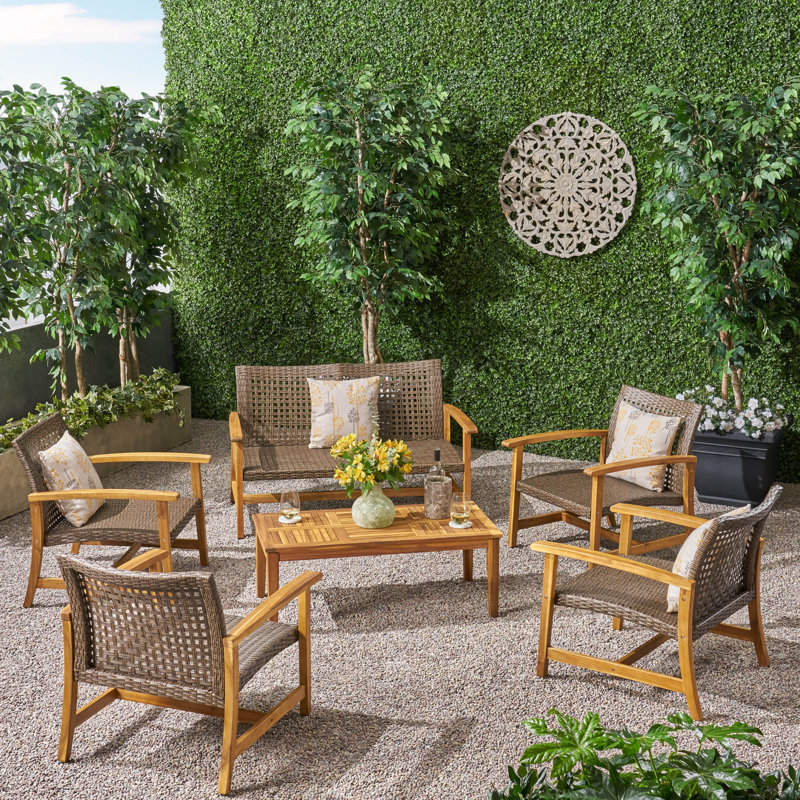 Becca 6 - Person Seating Group, Natural/Mixed Mocha