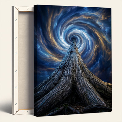 Art mural sur toile Gallery Wrap pour le salon, la chambre à coucher, le bureau ou le vestibule - décoration murale décorative avec arbre cosmique