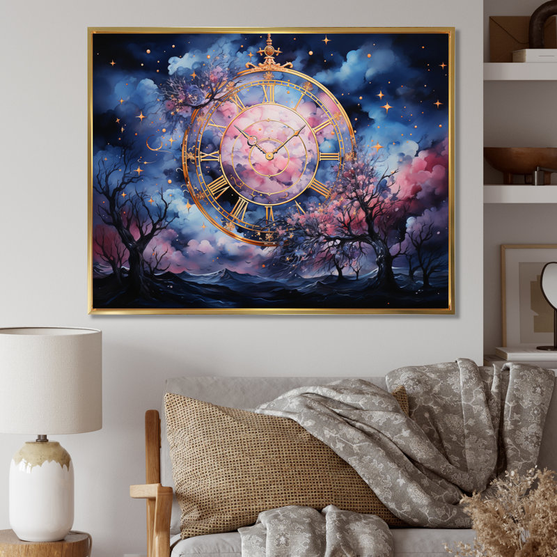 Astrologie étoilée d'oracle I, reproduction d'art sur toile, H 34 po x l 44 po x P 1,5 po, Cadre flottant doré