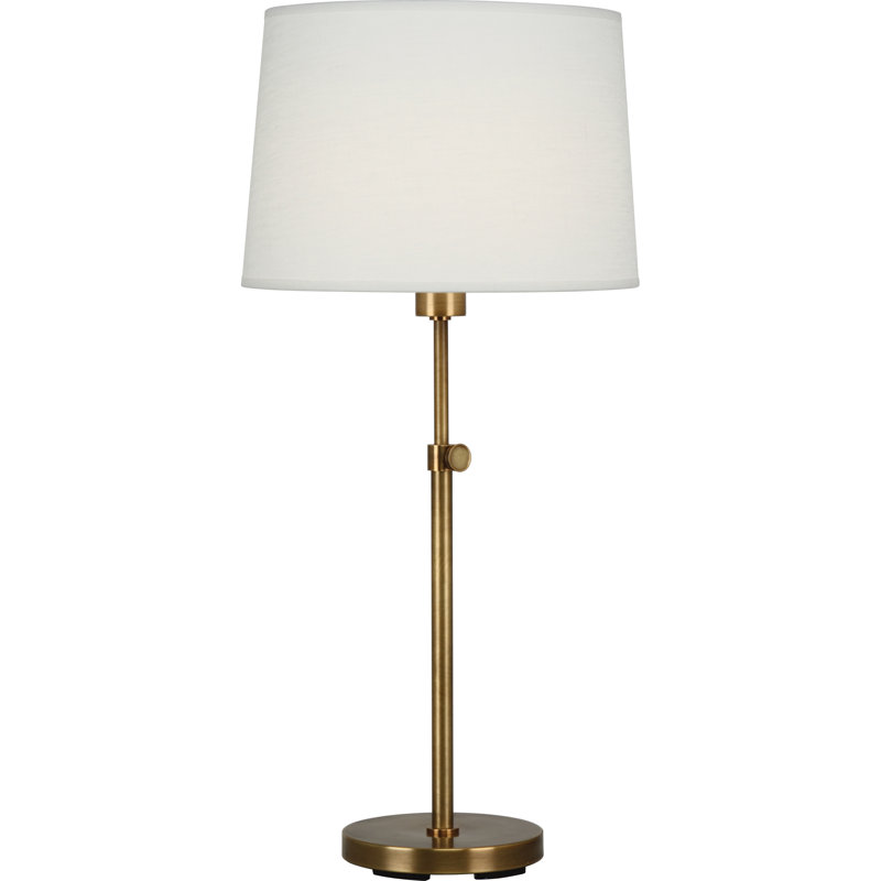 Lampe de table à hauteur réglable Srkashlteni avec abat-jour en lin huître - luminaire contemporain pour espaces transitionnels