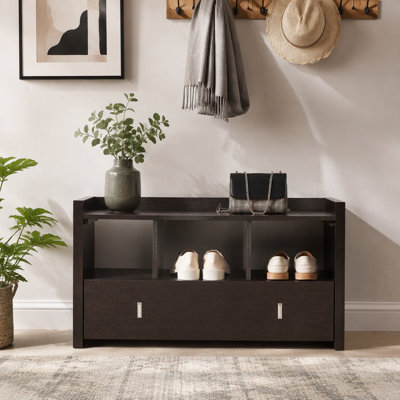 Entryway Shoe Bench With Three Shelves And Storage Drawer