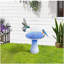 Bain d'oiseaux en céramique de 17 po pour l'extérieur, grand bain d'oiseaux élégant pour l'extérieur, bains d'oiseaux vernis à piédestal léger pour l'extérieur avec motif floral, dégradé bleu-95361175