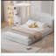 Grand lit plateforme tapissier grand format avec tissu en velours, structure solide et finition beige élégante pour les chambres modernes-1207936778