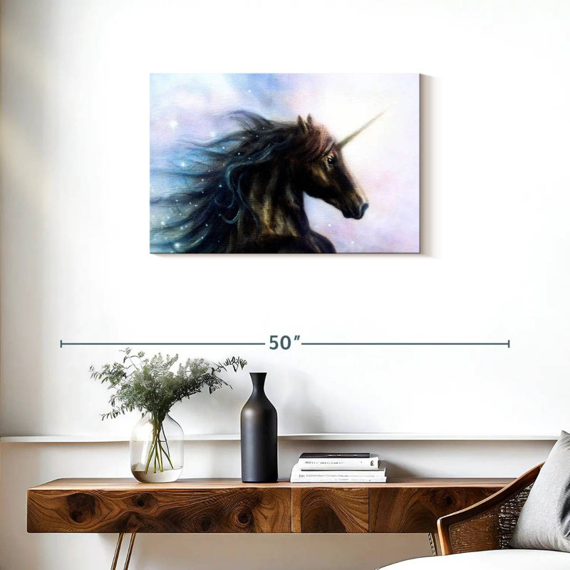 Kelan Black Unicorn, 20" H x 30" W