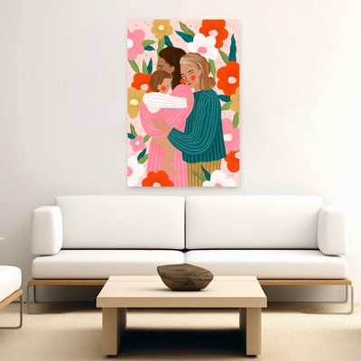 Three Generations Of Motherhood Abstract Contemporary Portrait Wall Art Print by Bea Muller - Wrapped Canvas Print