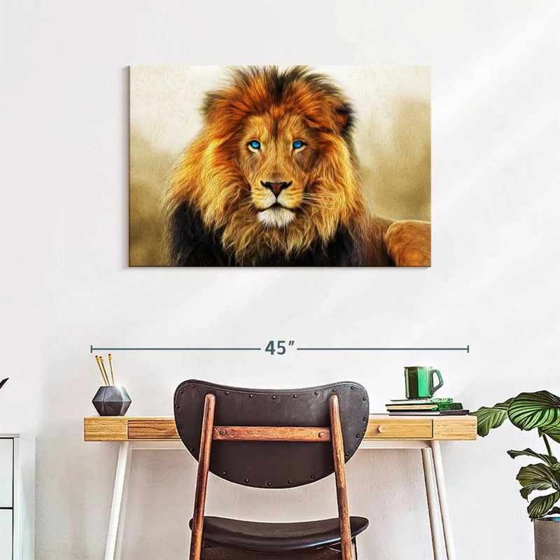 «Blue Eyed Lion», reproduction sur toile, H 36 po x l 24 po x P 1,25 po